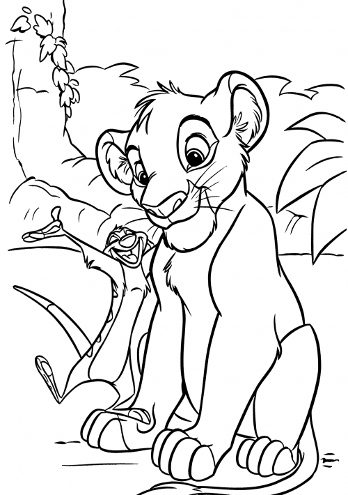 Timon and Simba coloring page