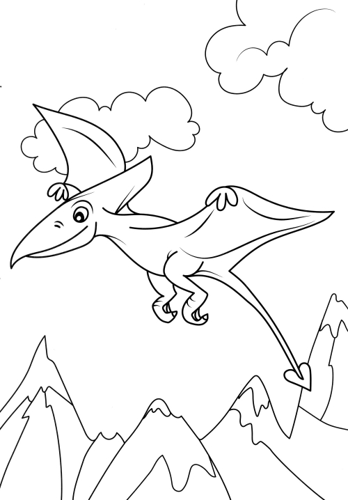 Pterosaur in flight coloring page