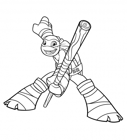 Donatello is holding a pole-bo coloring page