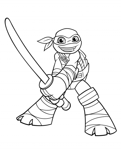 Leonardo with a sword coloring page