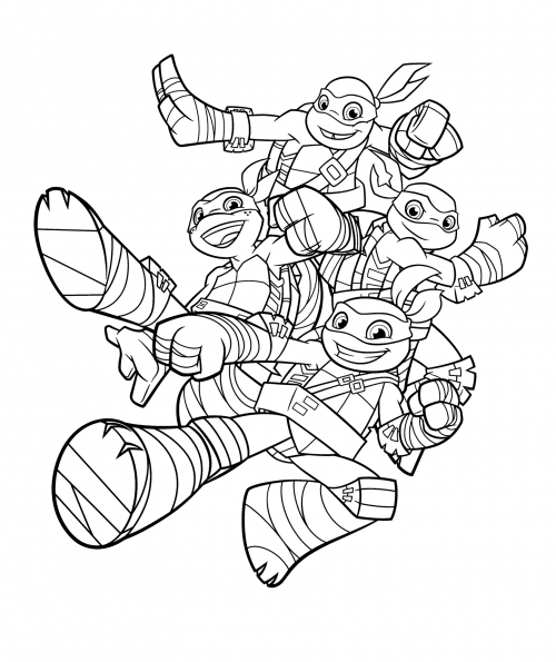 Friendly turtles coloring page