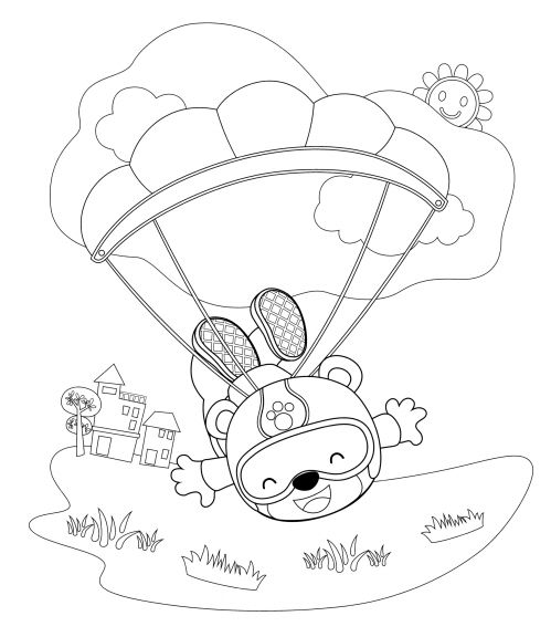 Beaver skydiving coloring page
