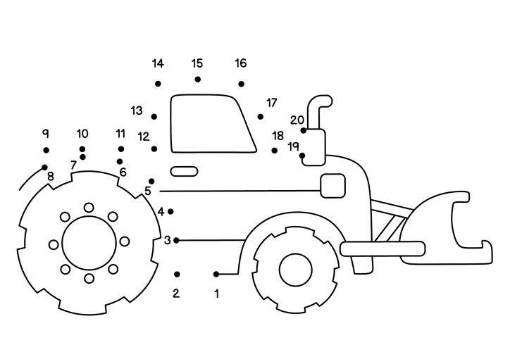 Tractor with big wheels and bucket coloring page