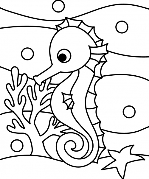 Cheerful seahorse coloring page