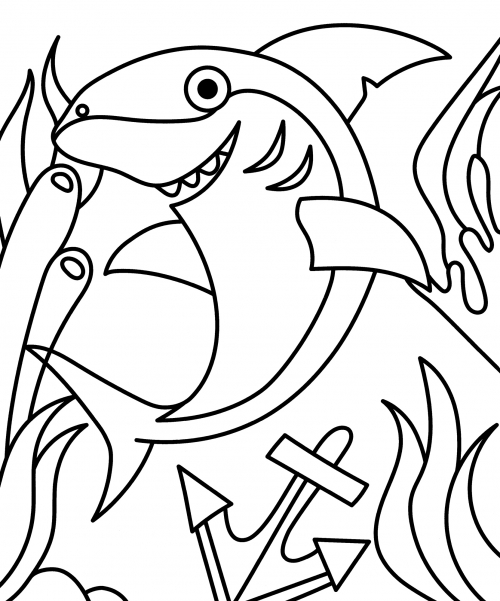 Friendly shark coloring page