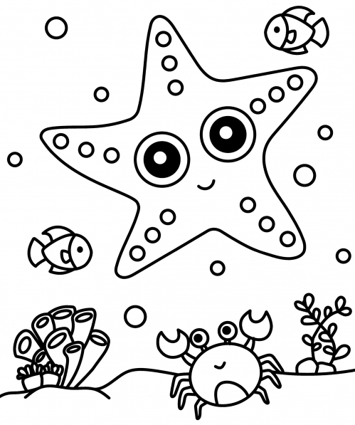 Impressive starfish coloring page