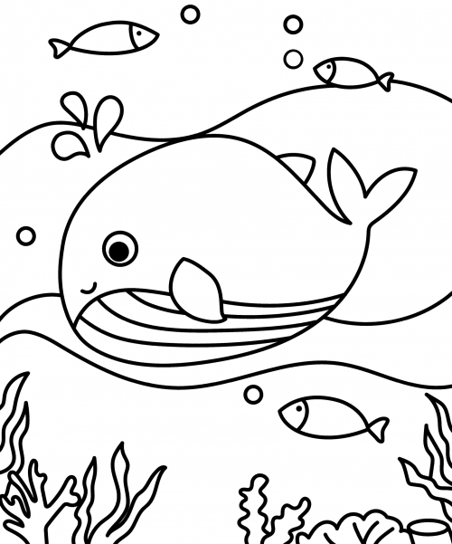 Good-natured whale coloring page