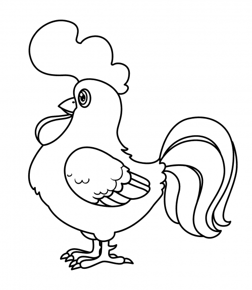 Rooster with a big crest coloring page