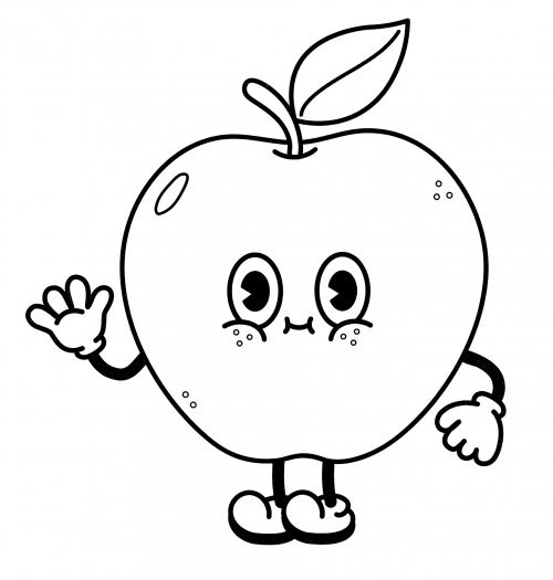 Cheerful apple coloring page