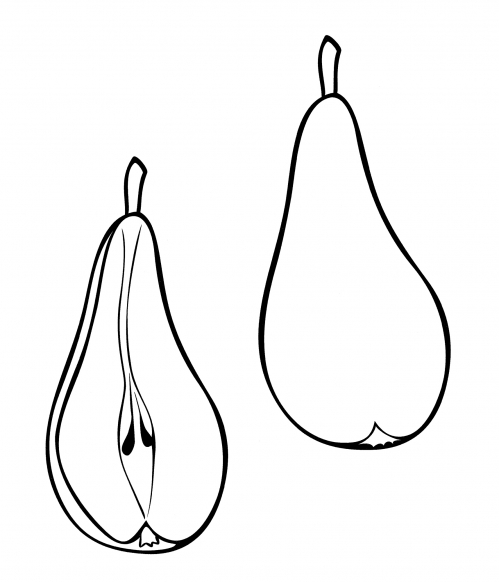 Pear in a cut coloring page