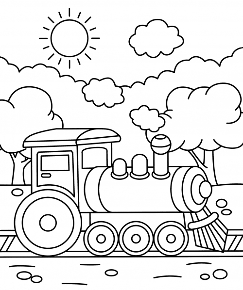 Single unit steam train coloring page