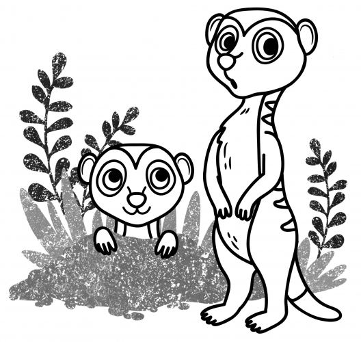 Two meerkats coloring page