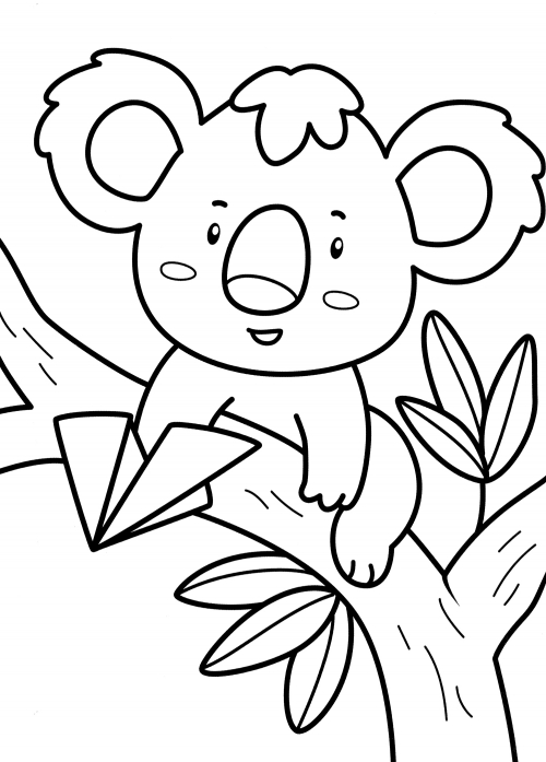 Кoala with a paper aeroplanе coloring page