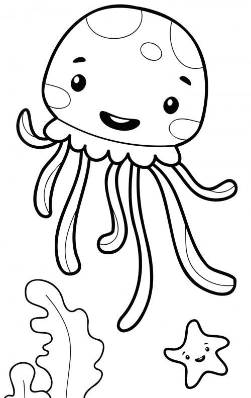 Cute jellyfish coloring page