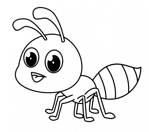 Cute ant coloring page