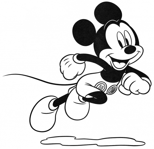 Mickey Mouse running coloring page