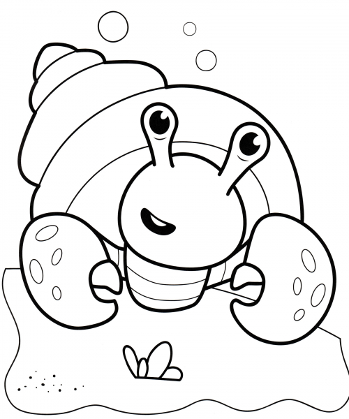 Hermit crayfish on the seabed coloring page