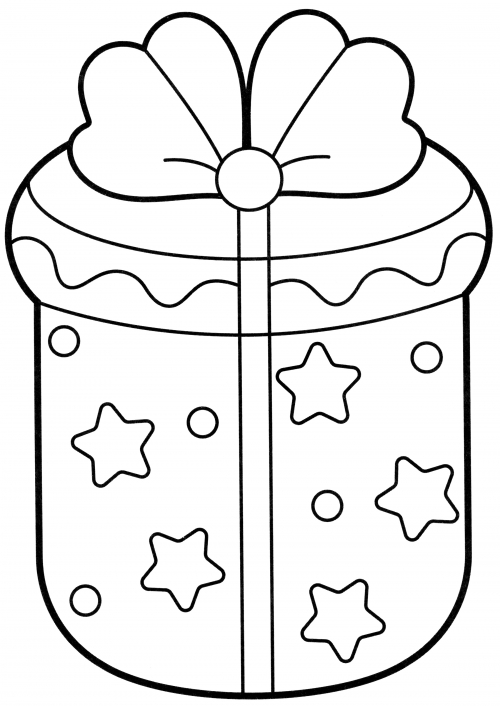 Gift box with stars coloring page