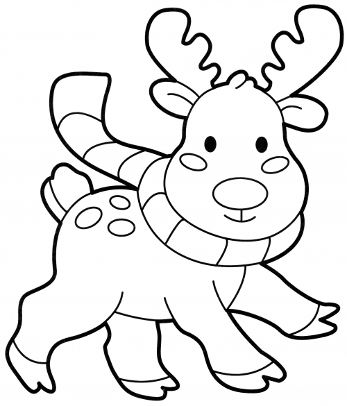 Rudolph in a scarf coloring page