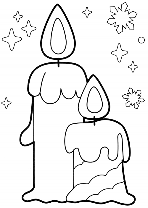 Two christmas candles coloring page