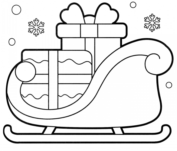 Santa sleigh with gifts coloring page