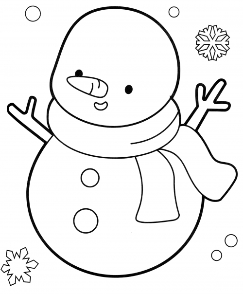 Chubby snowman coloring page