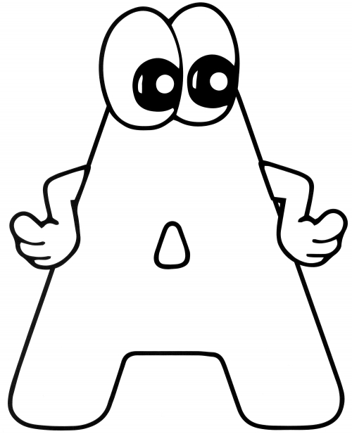 Letter A with eyes coloring page