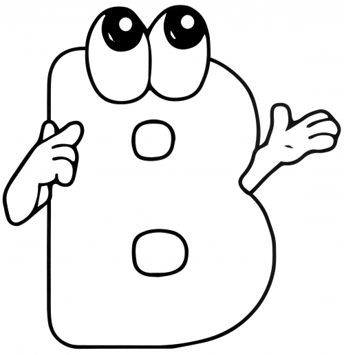 Letter B with eyes coloring page