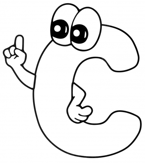 Letter C with eyes coloring page