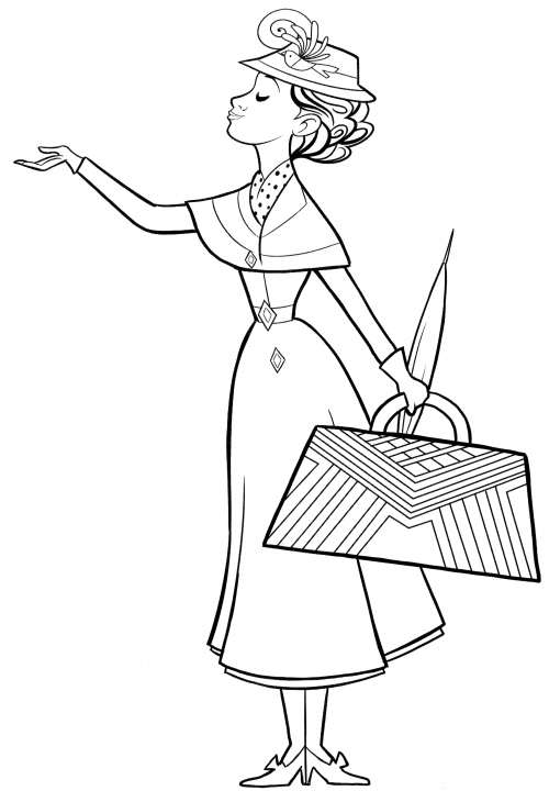 Greetings from Mary Poppins coloring page