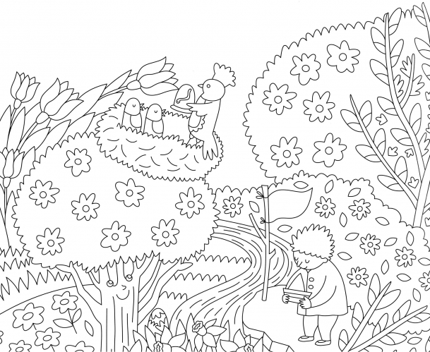 Boy by the river coloring page