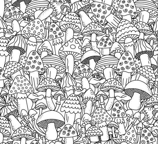 Mushroom anti-stress coloring page