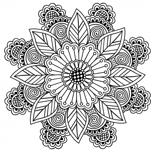 Sunflower mandala coloring page