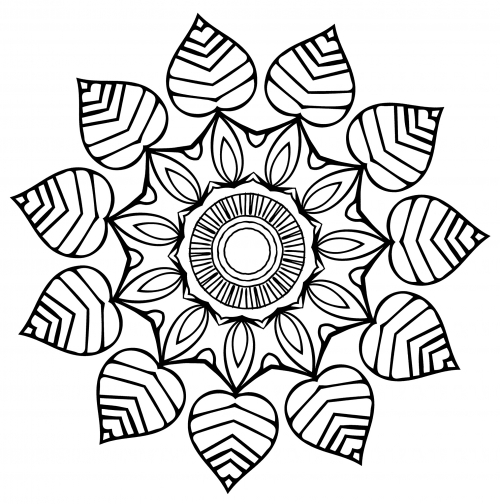 Mandala with leaves coloring page