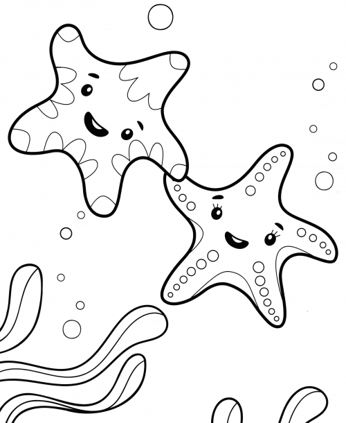 Two starfish coloring page