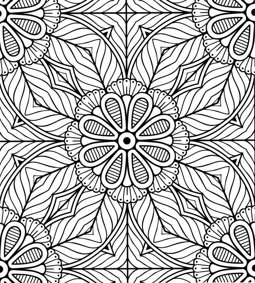 Carved mandala coloring page