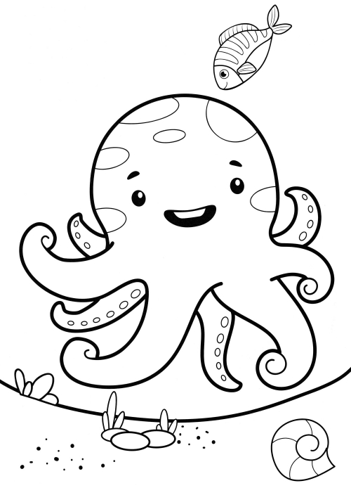 Jolly octopus coloring page
