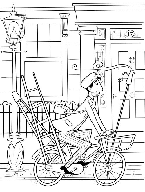 Jack's riding a bicycle coloring page
