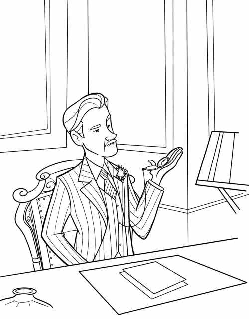William's in his office coloring page