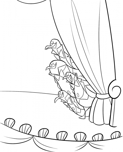Penguins on the stage coloring page