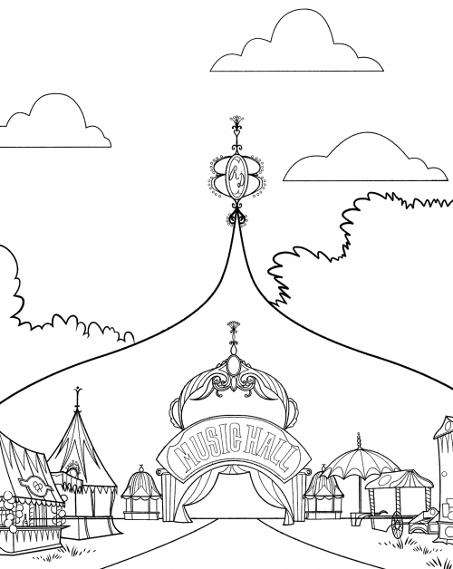 Mary Poppins goes to the circus coloring page