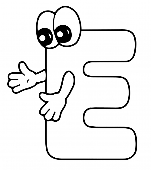 Letter E with eyes coloring page