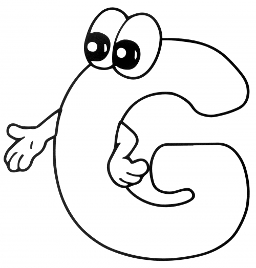 Letter G with eyes coloring page