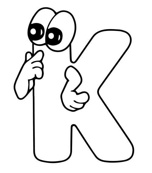 Letter K with eyes coloring page