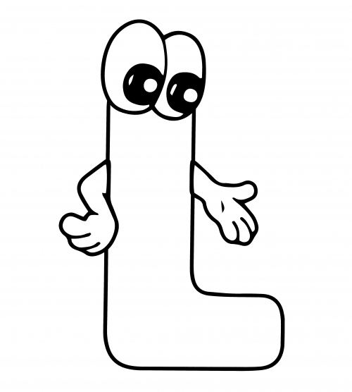 Letter L with eyes coloring page