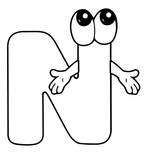 Letter N with eyes coloring page