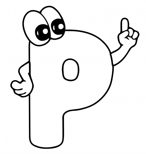 Letter P with eyes coloring page