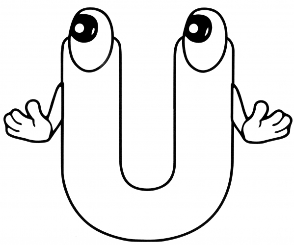 Letter U with eyes coloring page