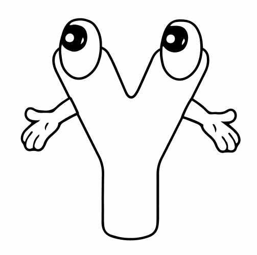 Letter Y with eyes coloring page