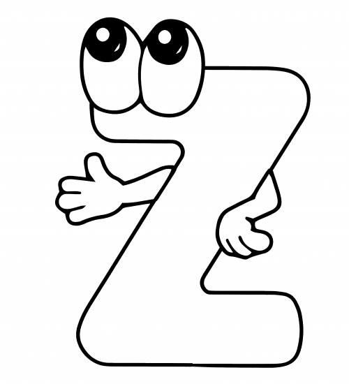 Letter Z with eyes coloring page